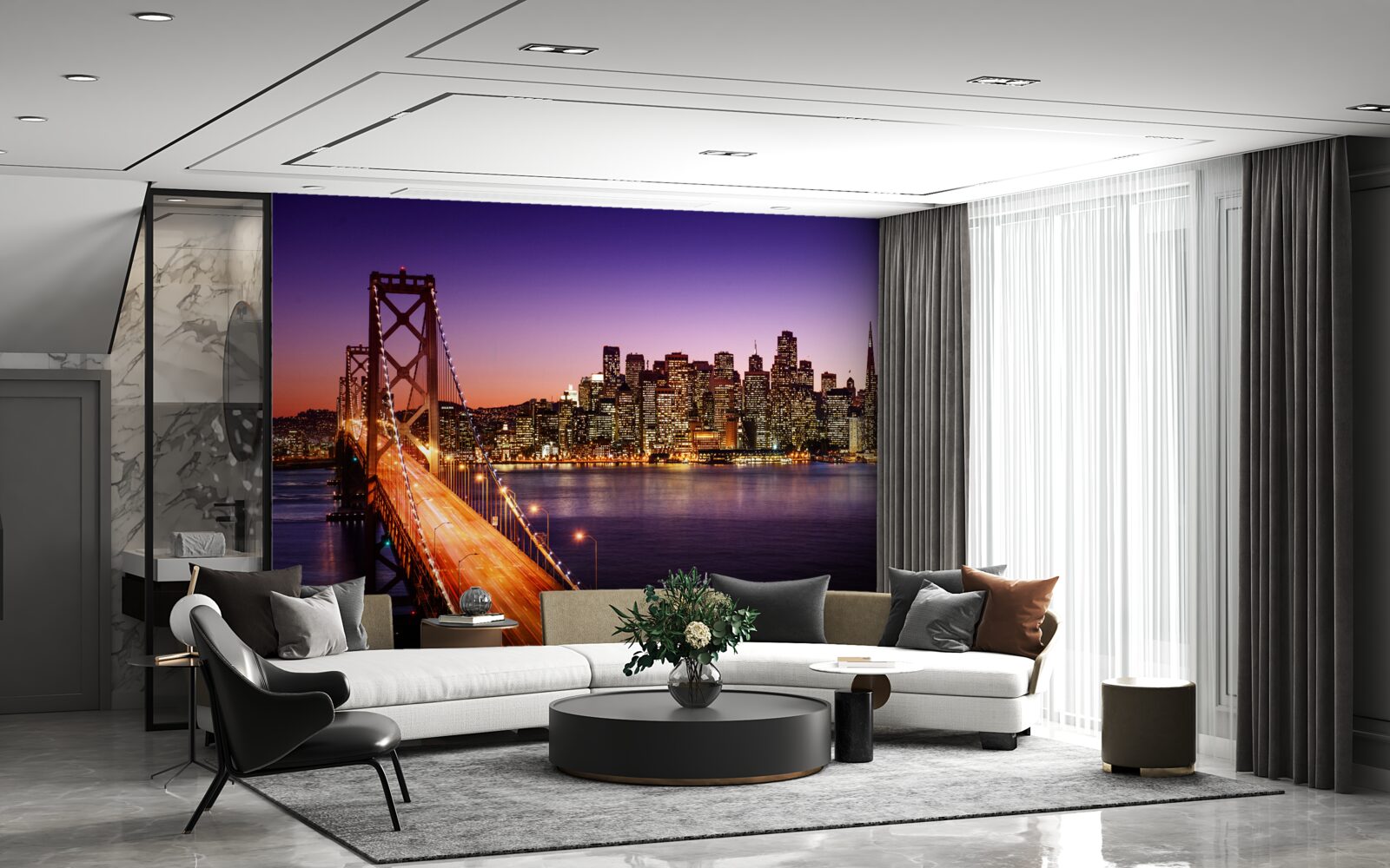 Fototapeten Nachtlichter der San Francisco Bridge