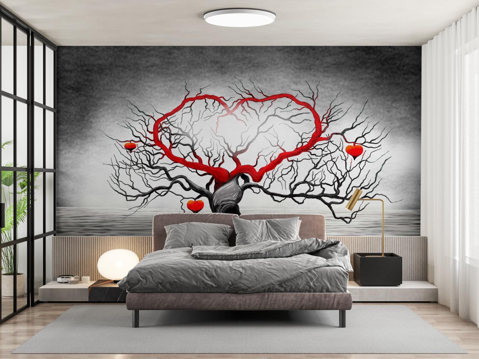 Fototapeten Big Red Heart und Heban
