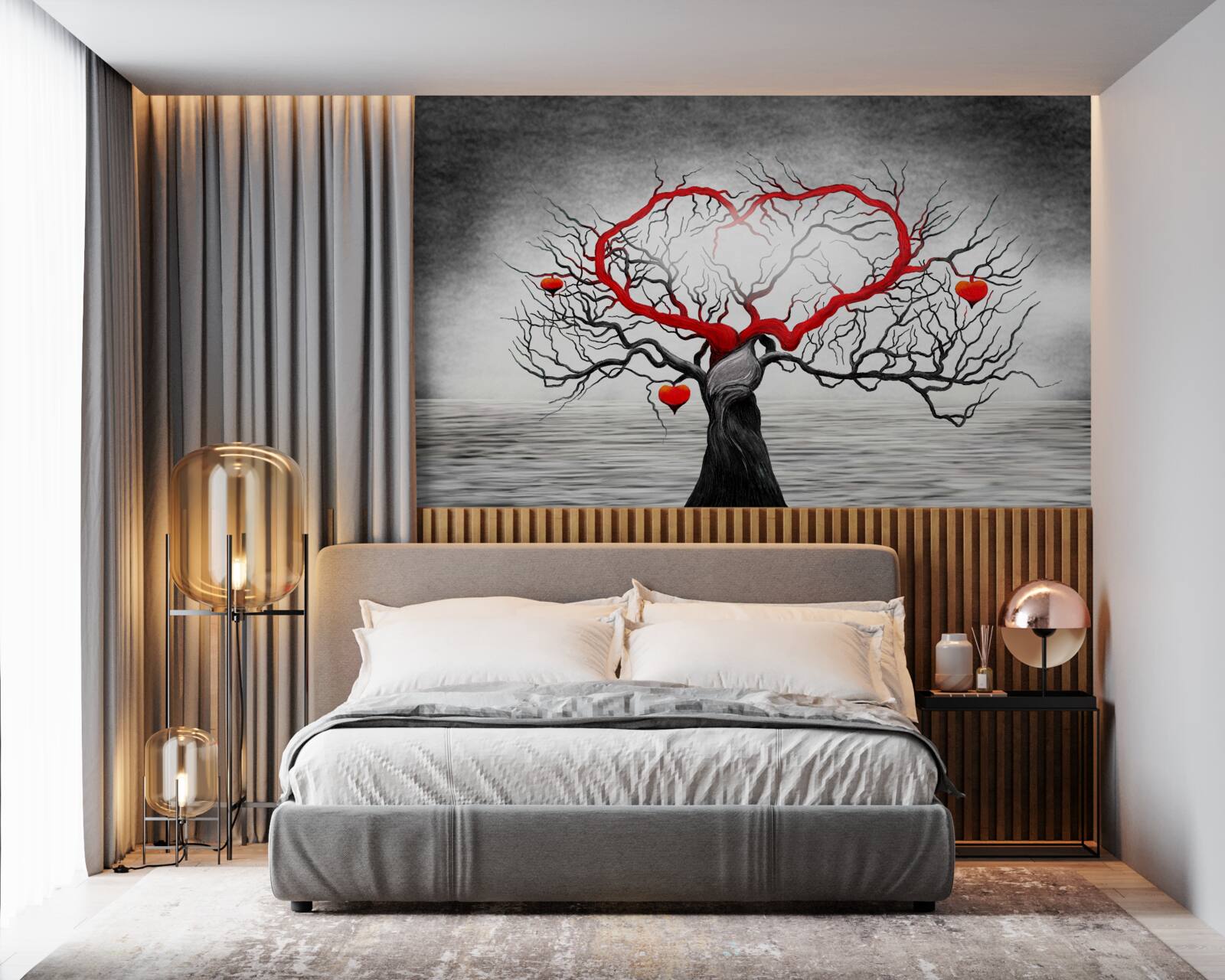 Fototapeten Big Red Heart und Heban
