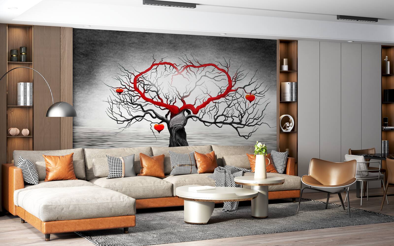 Fototapeten Big Red Heart und Heban