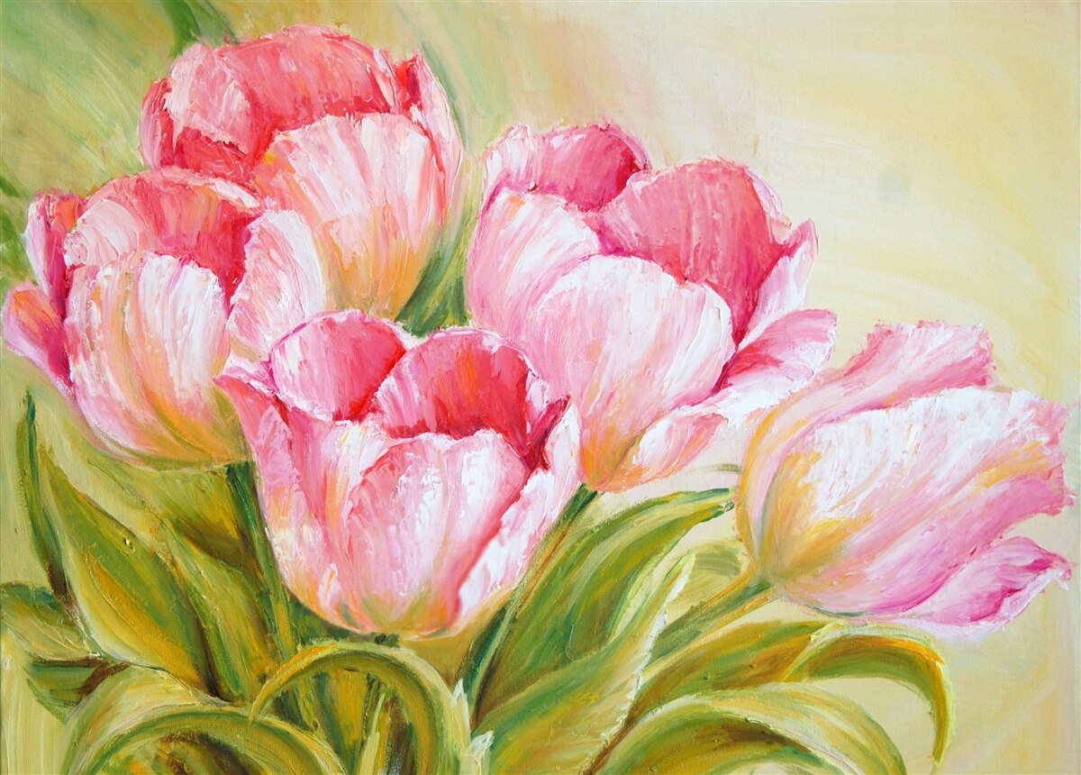 Fototapeten Tulpen in Pink präsentiert