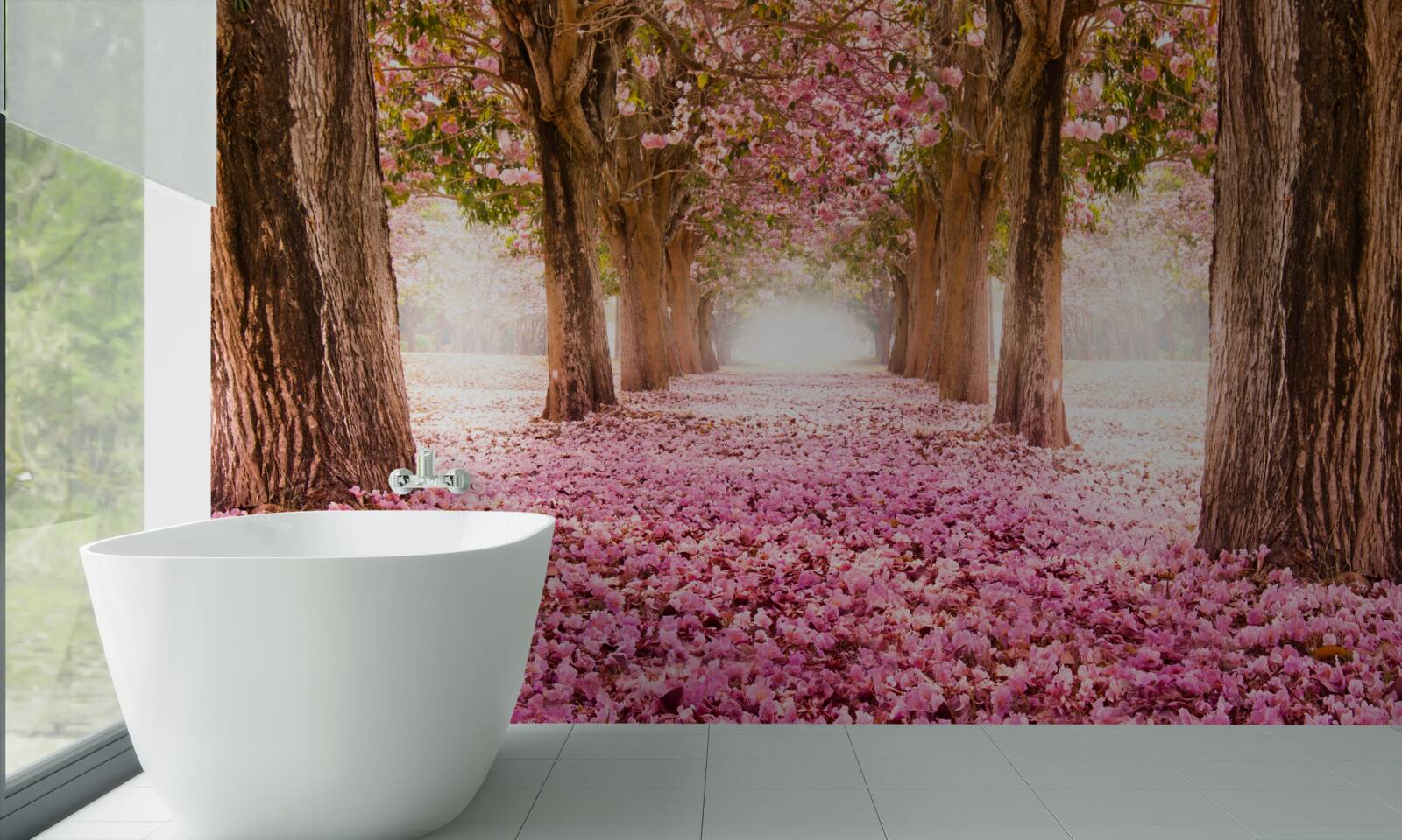 Fototapeten Pink Sakura bedeckte die Gasse