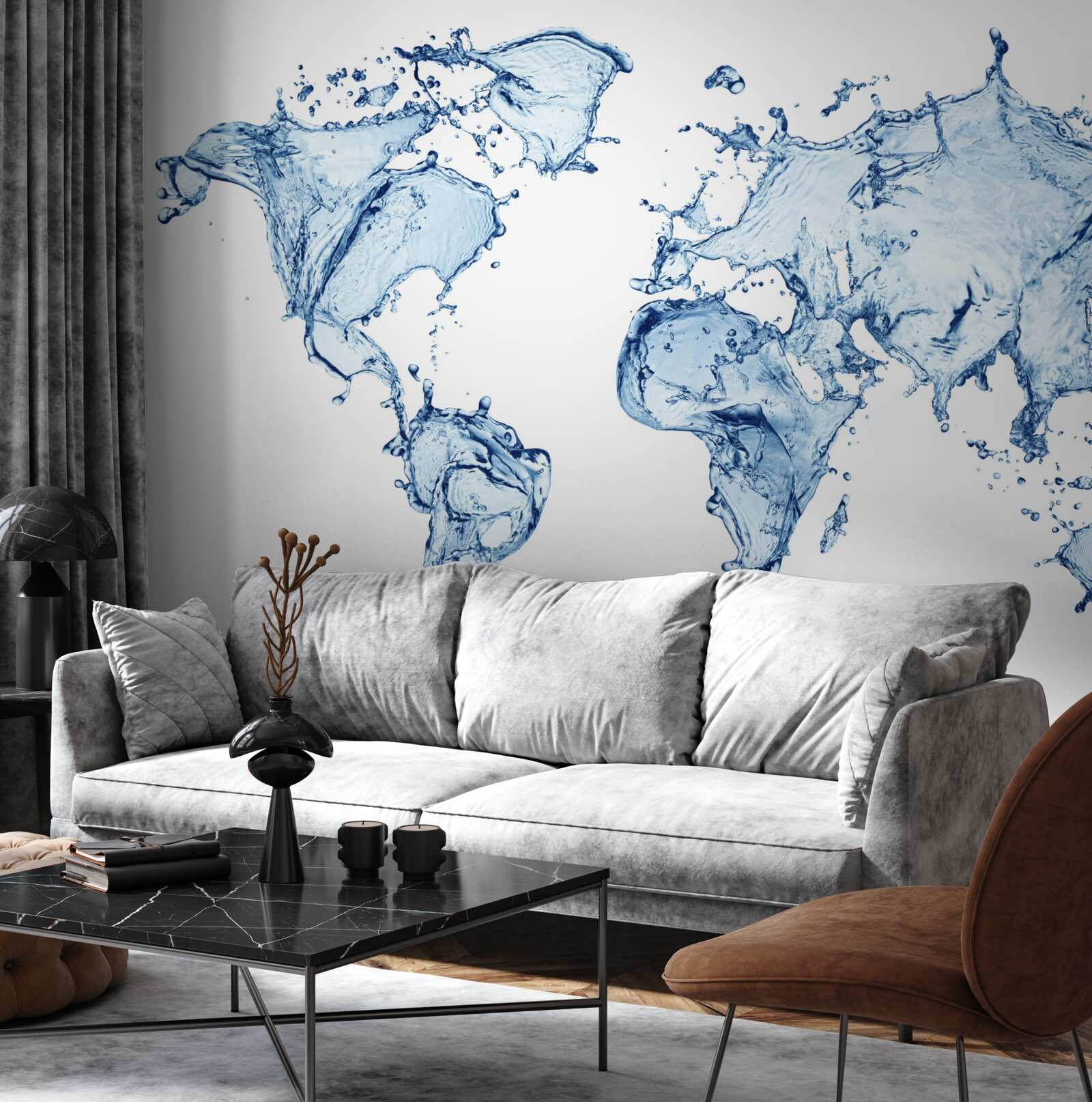 Fototapeten Atlas der Welt aus Wasser gebildet