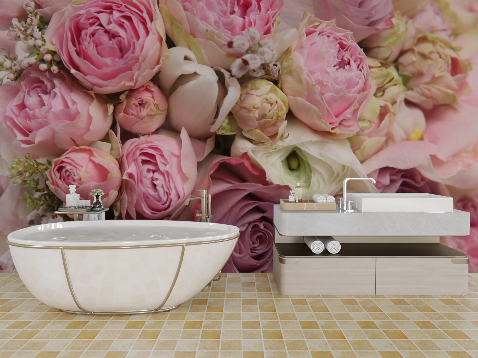 Fototapeten Ein zartes Blumenstrauß mit einem romantischen Akzent