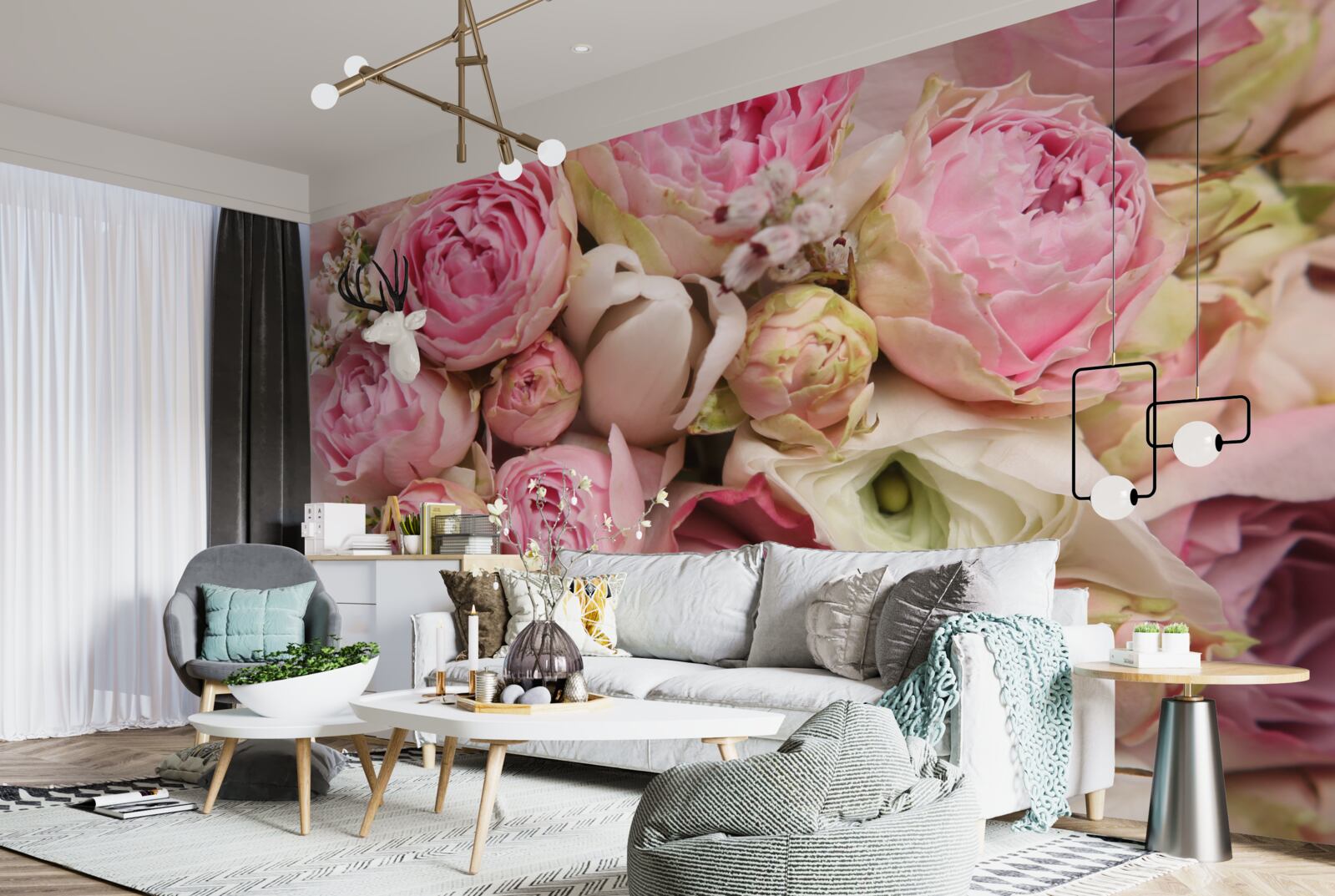 Fototapeten Ein zartes Blumenstrauß mit einem romantischen Akzent