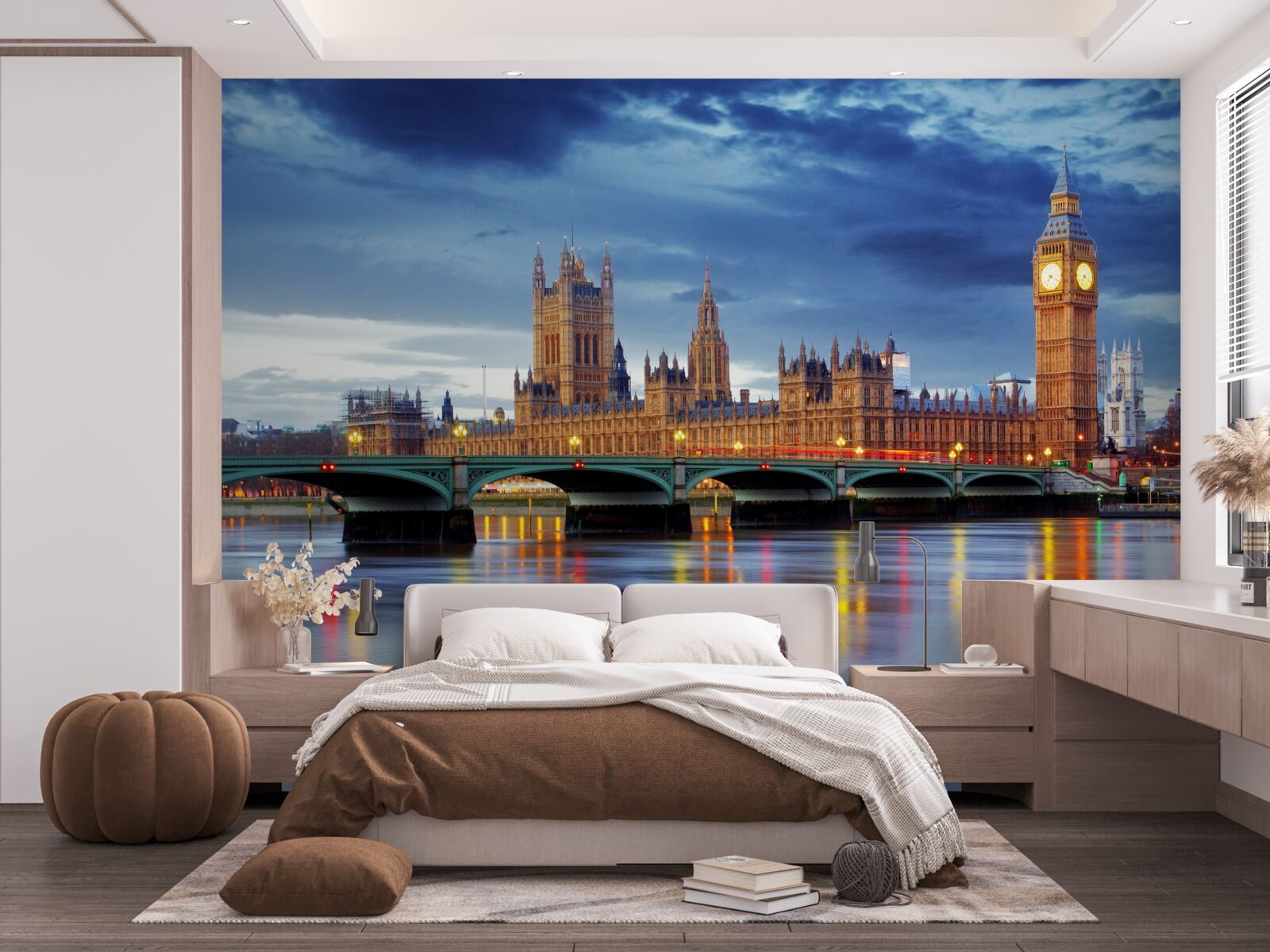 Fototapeten Reflexion des britischen Parlaments im Wasser des Flusses