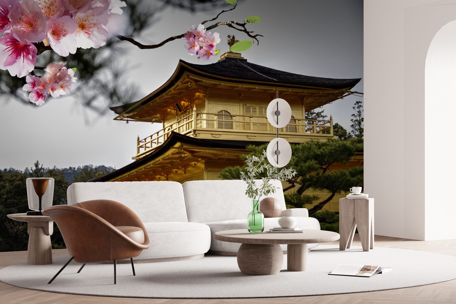 Fototapeten Sakura und das buddhistische Kloster