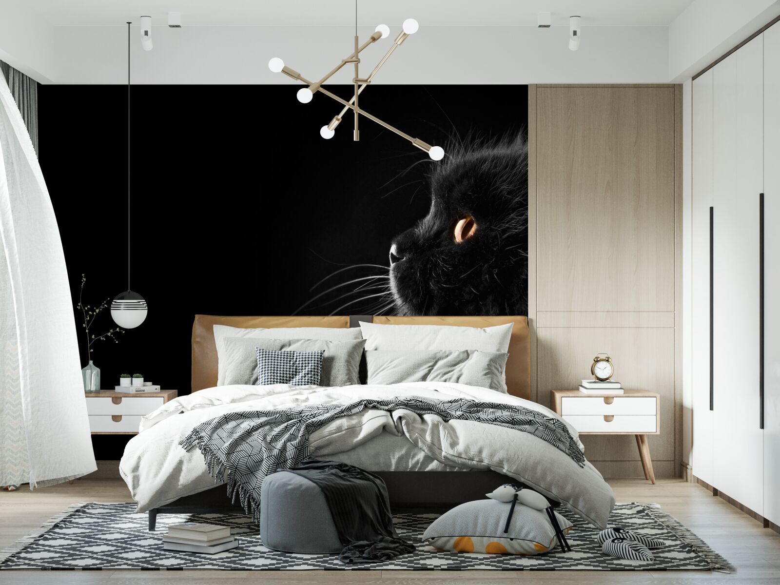 Fototapeten Goldene schwarze Katze
