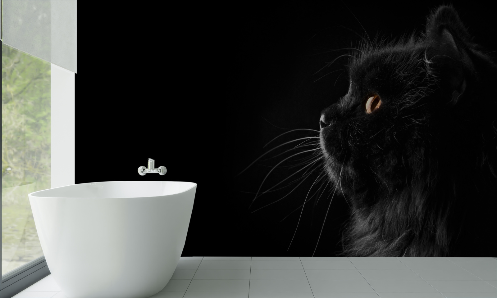 Fototapeten Goldene schwarze Katze