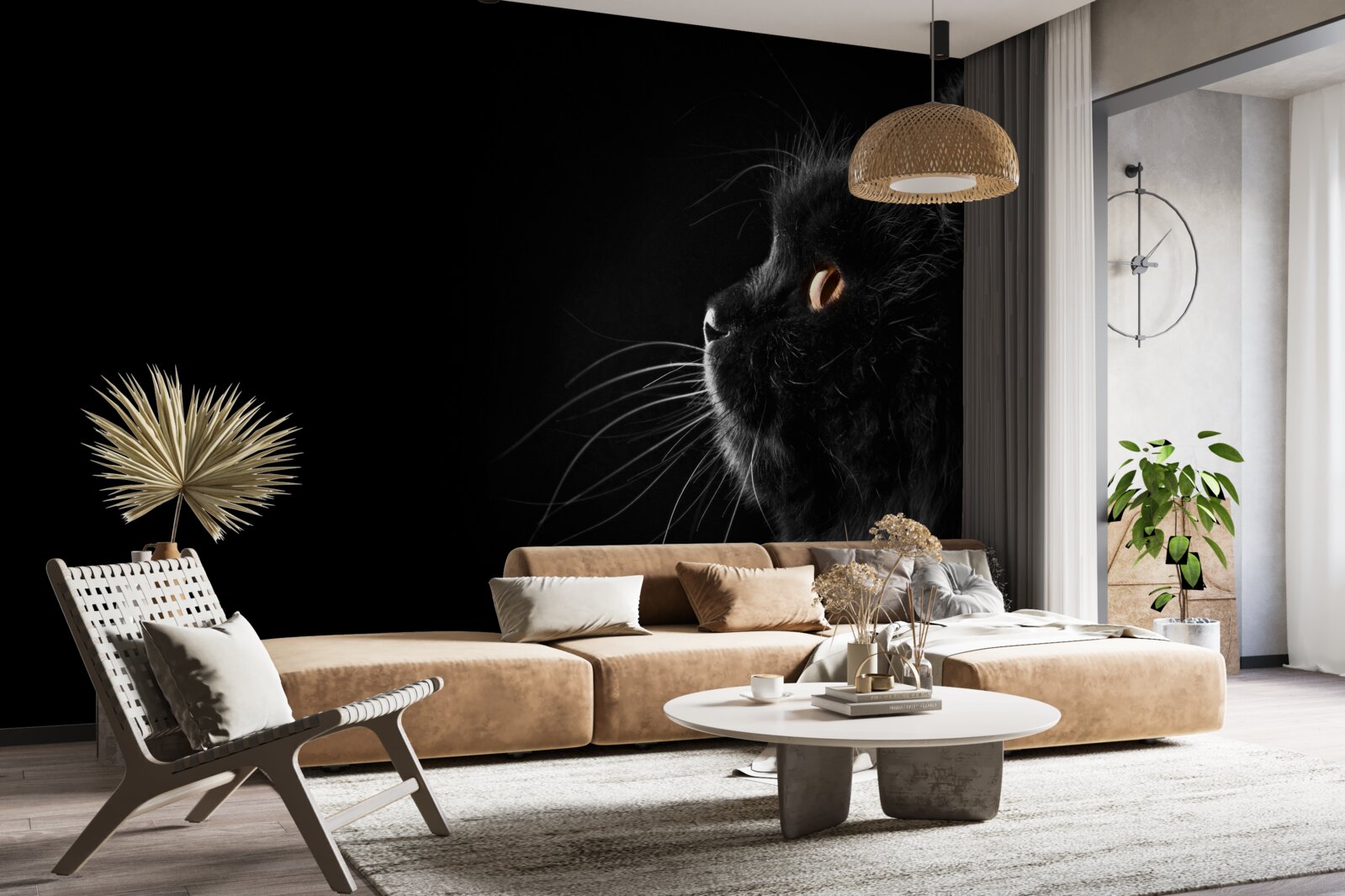 Fototapeten Goldene schwarze Katze