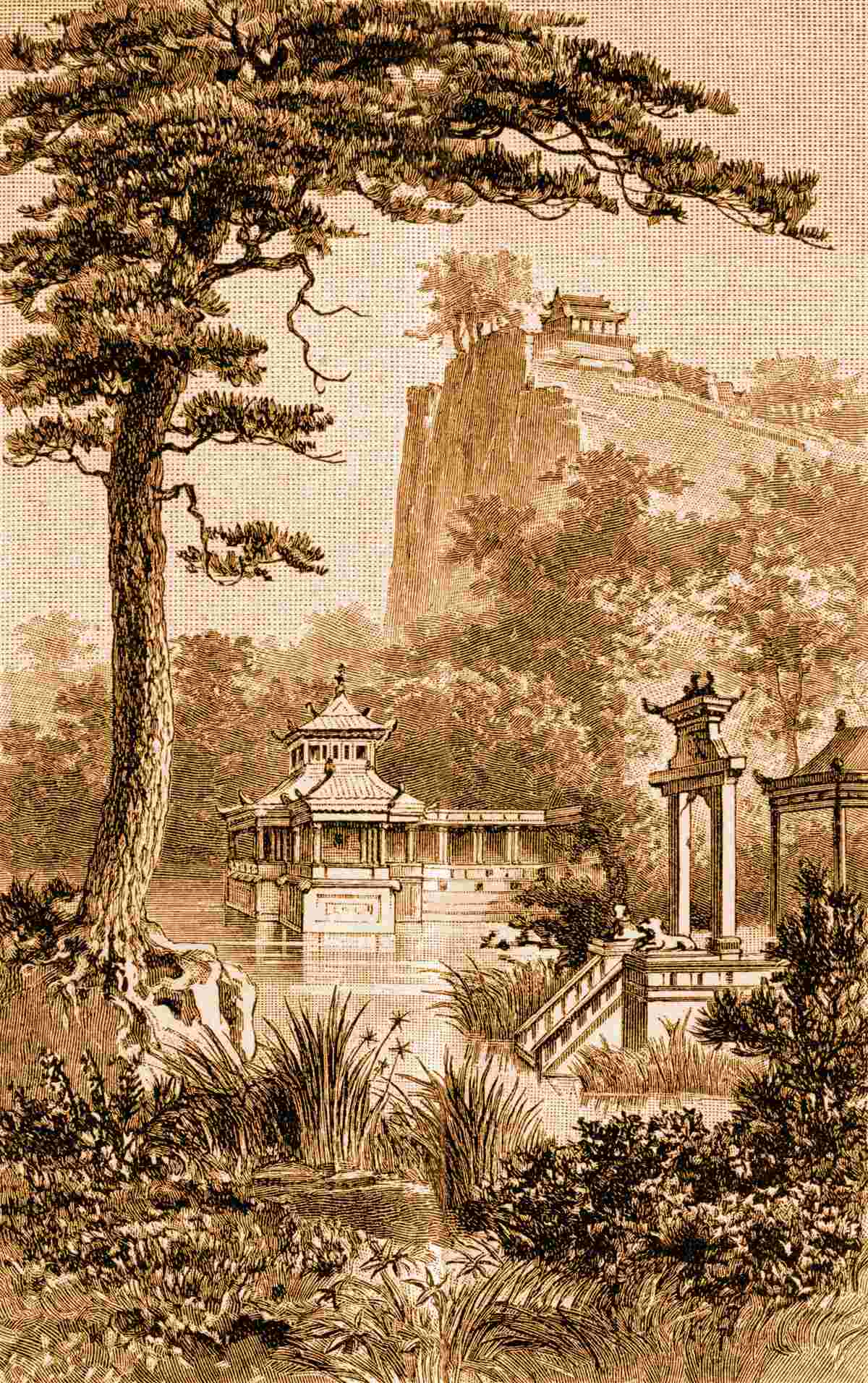 Fototapeten Üppiger chinesischer Garten