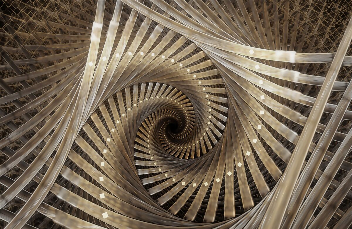 Fototapeten In der Perspektive können Sie eine runde Treppe sehen
