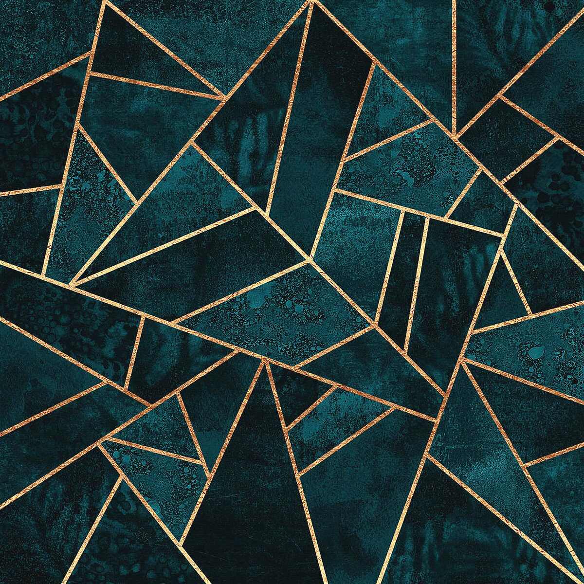 Fototapeten Mosaik in einem Smaragdgold-Ton
