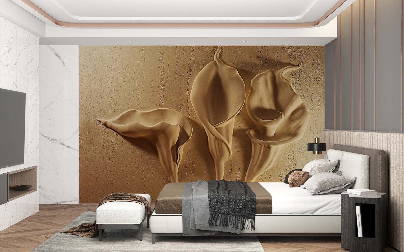 Fototapeten Lilien von Kalia aus Sand an der Wand