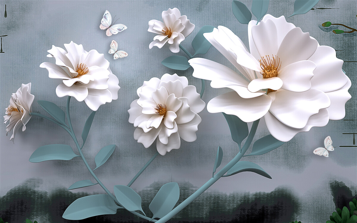 Fototapeten Schöne große weiße Blumen