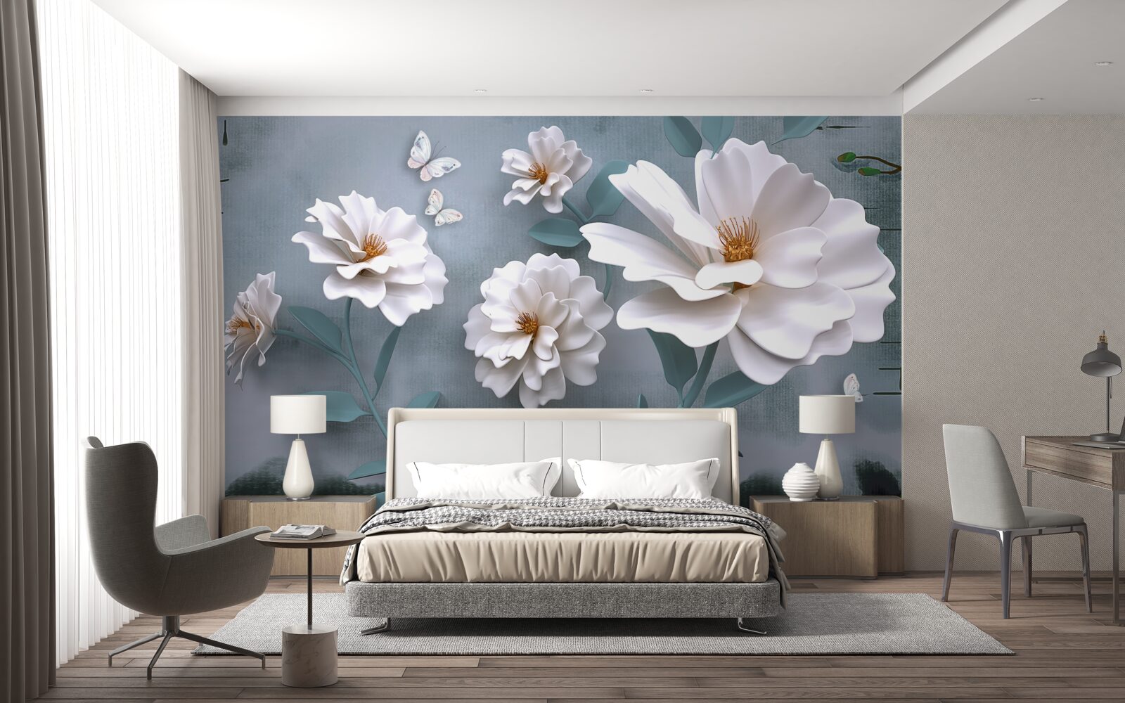 Fototapeten Schöne große weiße Blumen