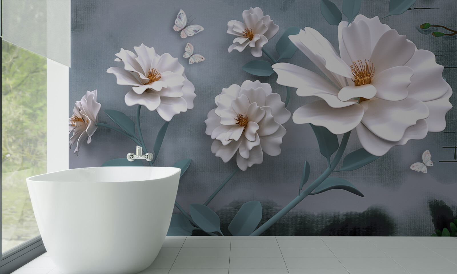 Fototapeten Schöne große weiße Blumen