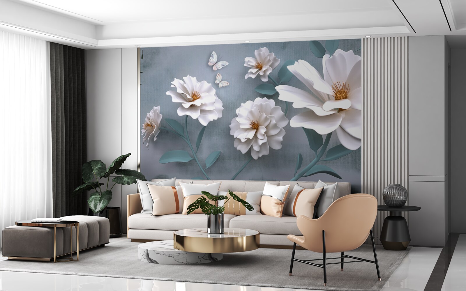 Fototapeten Schöne große weiße Blumen