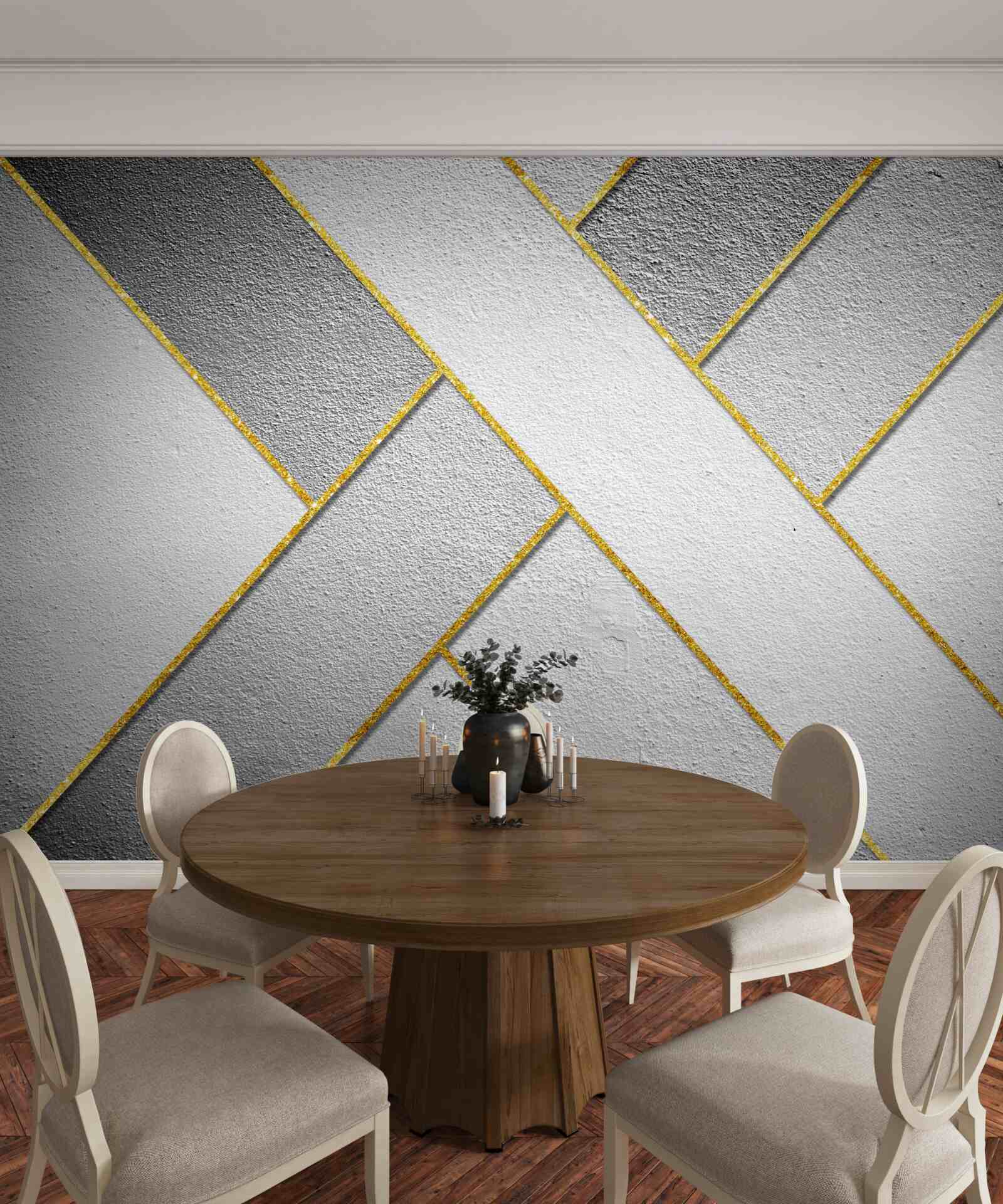 Fototapeten Goldene gerade Linien auf grauem Hintergrund