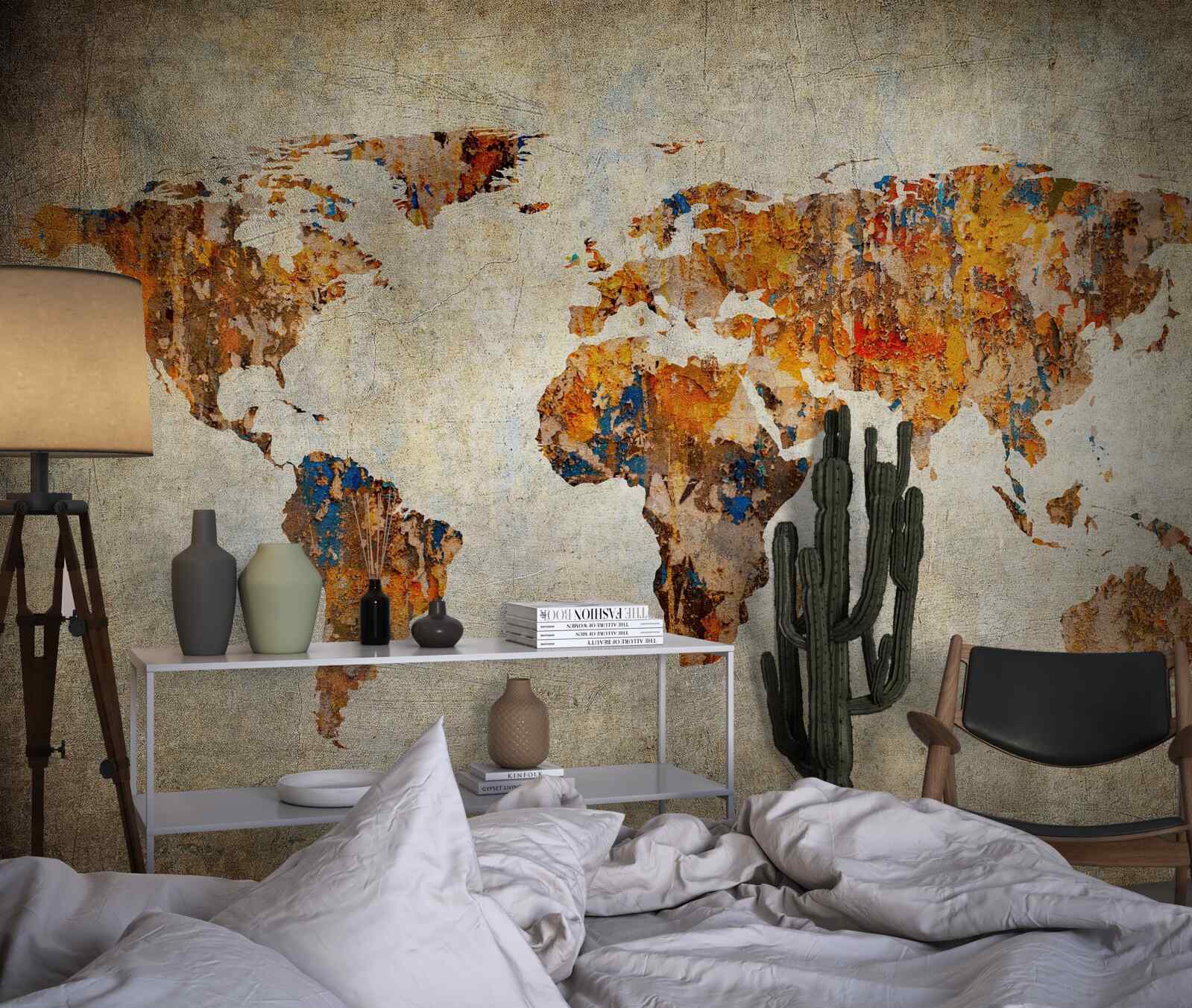 Fototapeten Eine Leinwand, die die Welt im Grunge -Stil darstellt