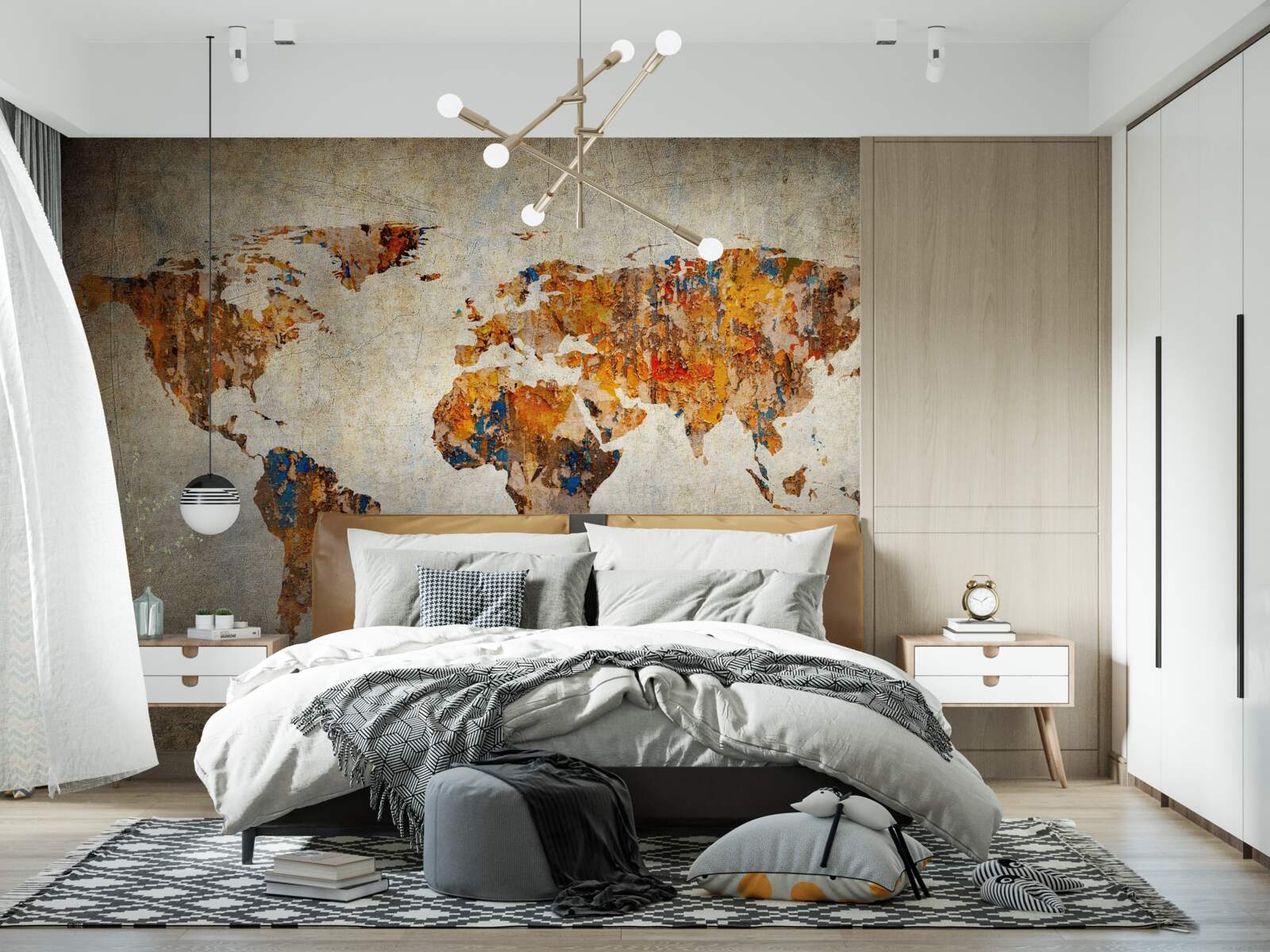 Fototapeten Eine Leinwand, die die Welt im Grunge -Stil darstellt
