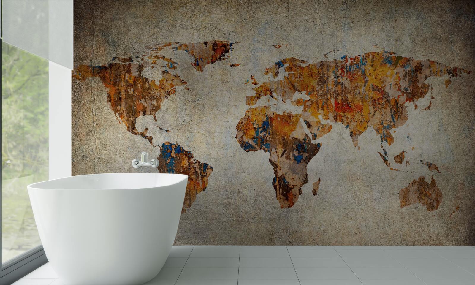 Fototapeten Eine Leinwand, die die Welt im Grunge -Stil darstellt