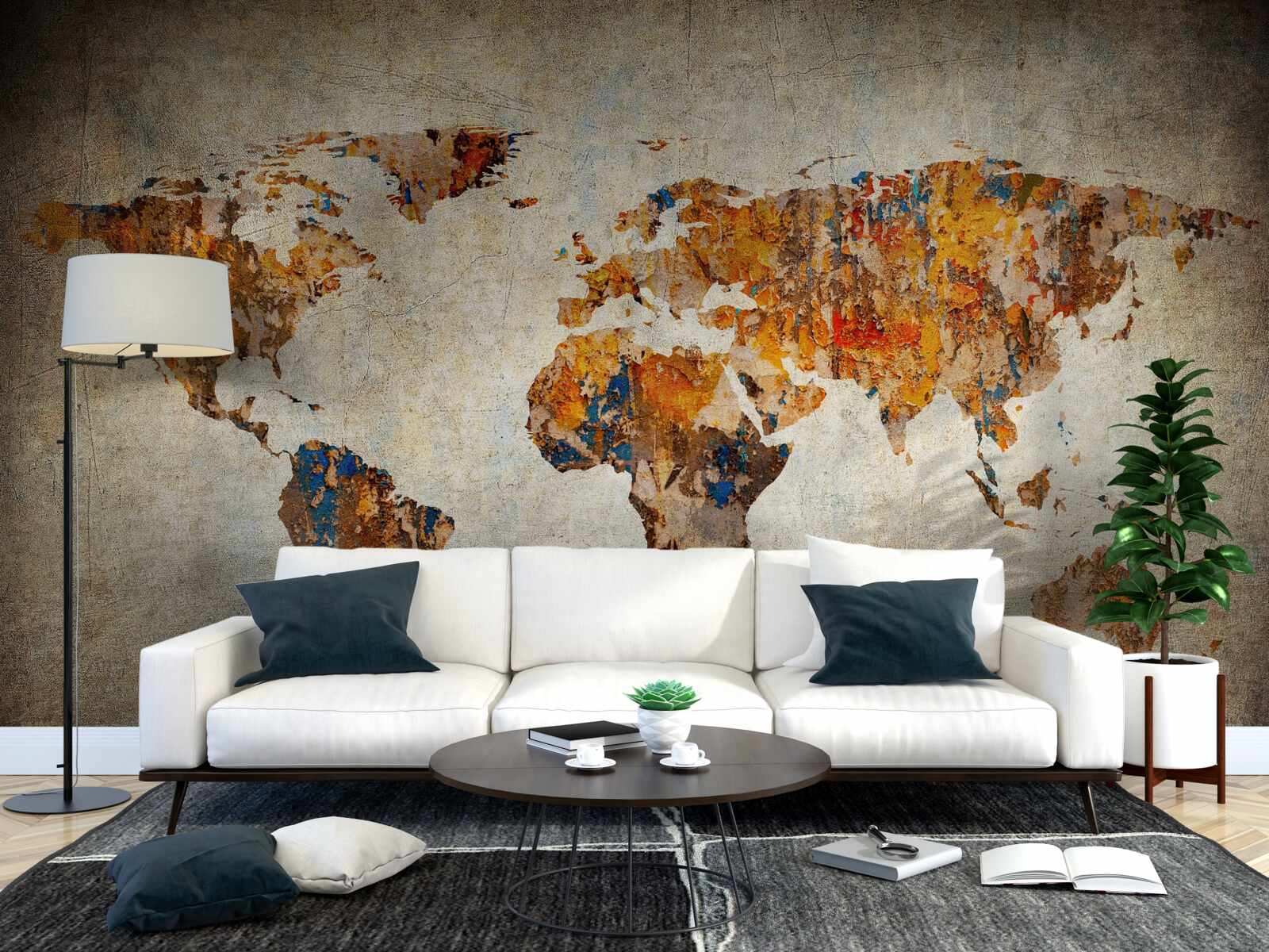 Fototapeten Eine Leinwand, die die Welt im Grunge -Stil darstellt