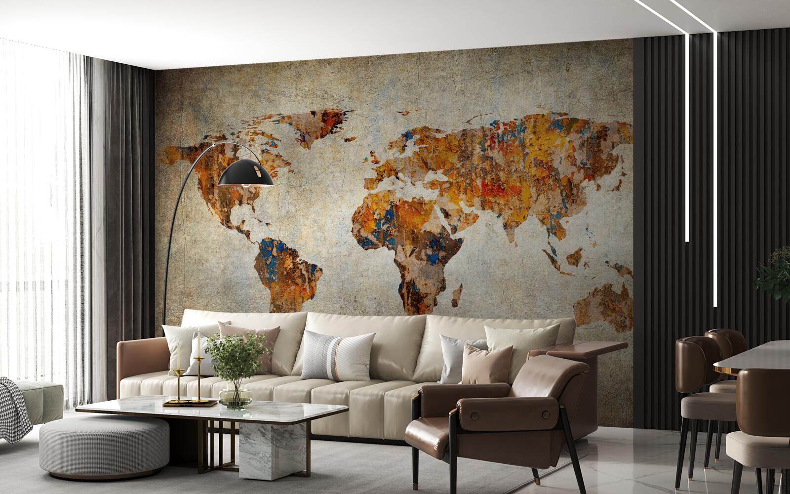 Fototapeten Eine Leinwand, die die Welt im Grunge -Stil darstellt