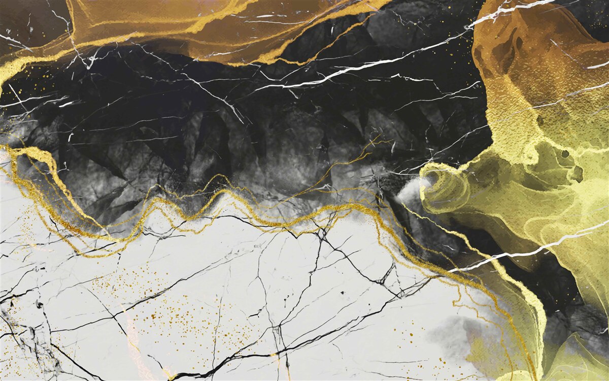 Fototapeten Schwarz -Weiß -Marmor mit goldenen Tönen