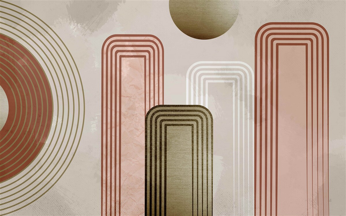 Fototapeten Die Linien sind rechteckig und in zarten Pastellfarben gestrichen