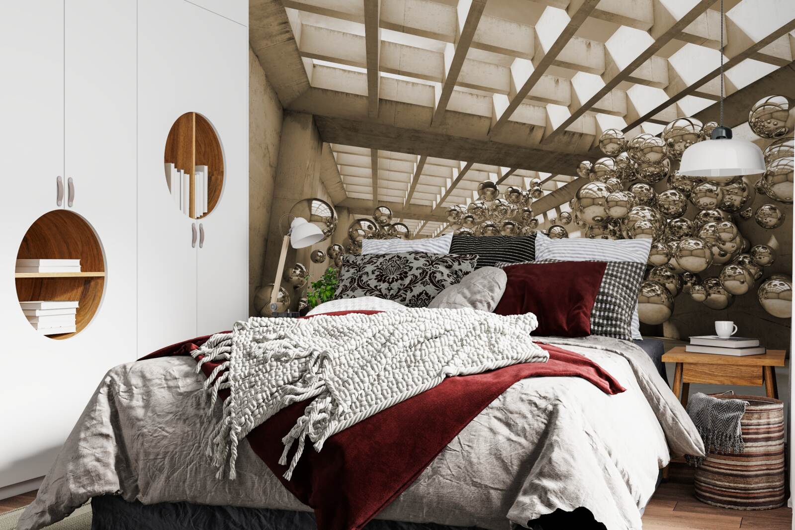 Fototapeten Zimmer mit braunen Bällen