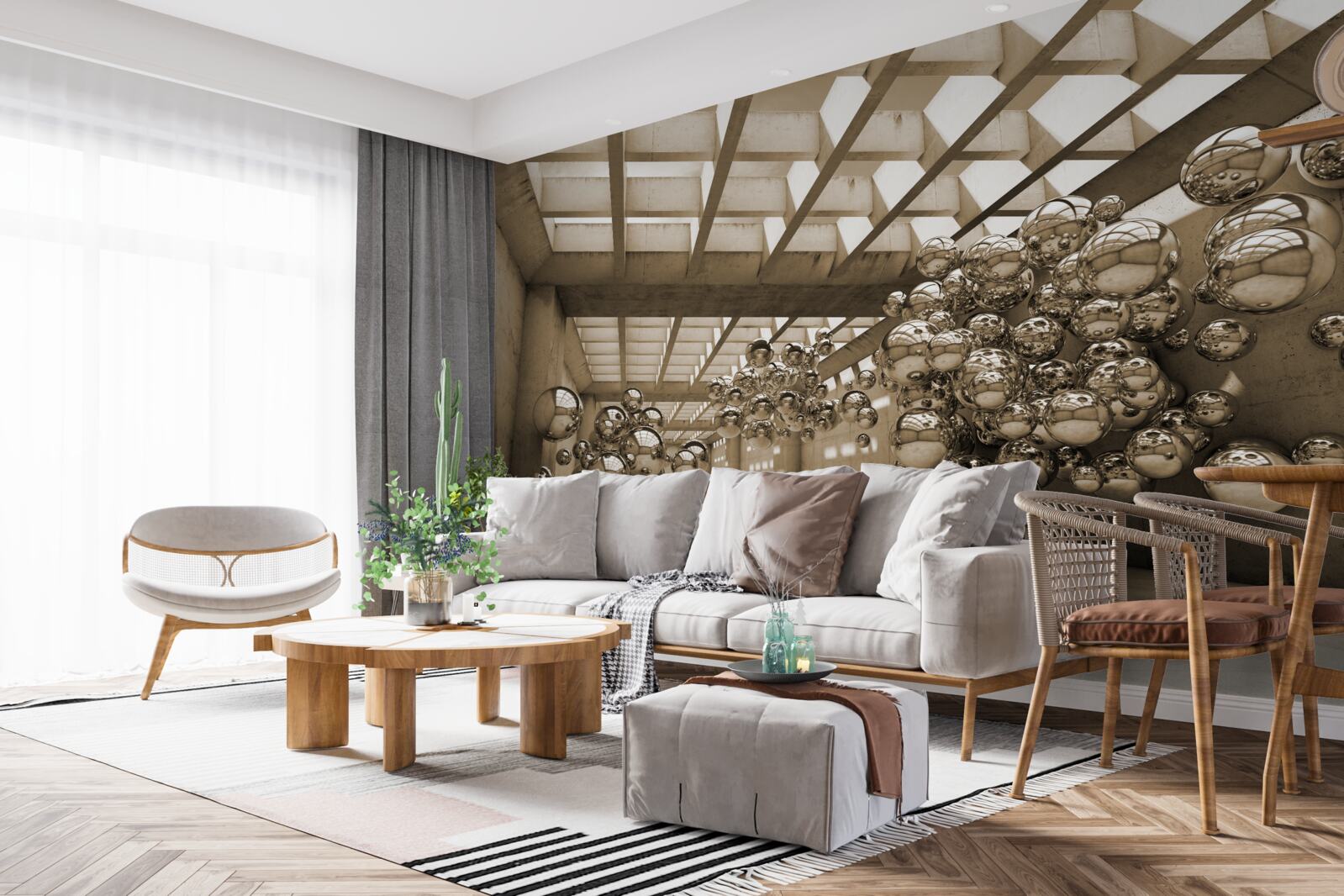 Fototapeten Zimmer mit braunen Bällen