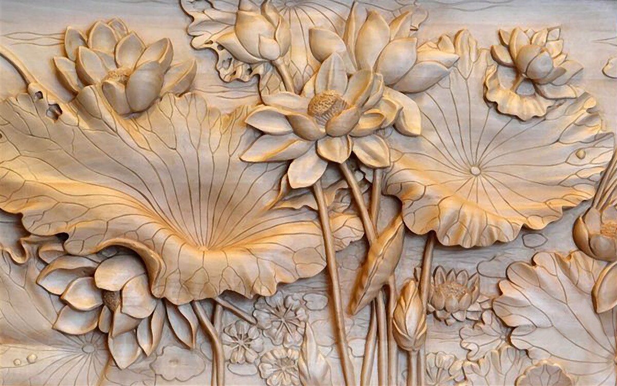 Fototapeten Zusammensetzung von Blumen und Blättern mit einem geordneten System