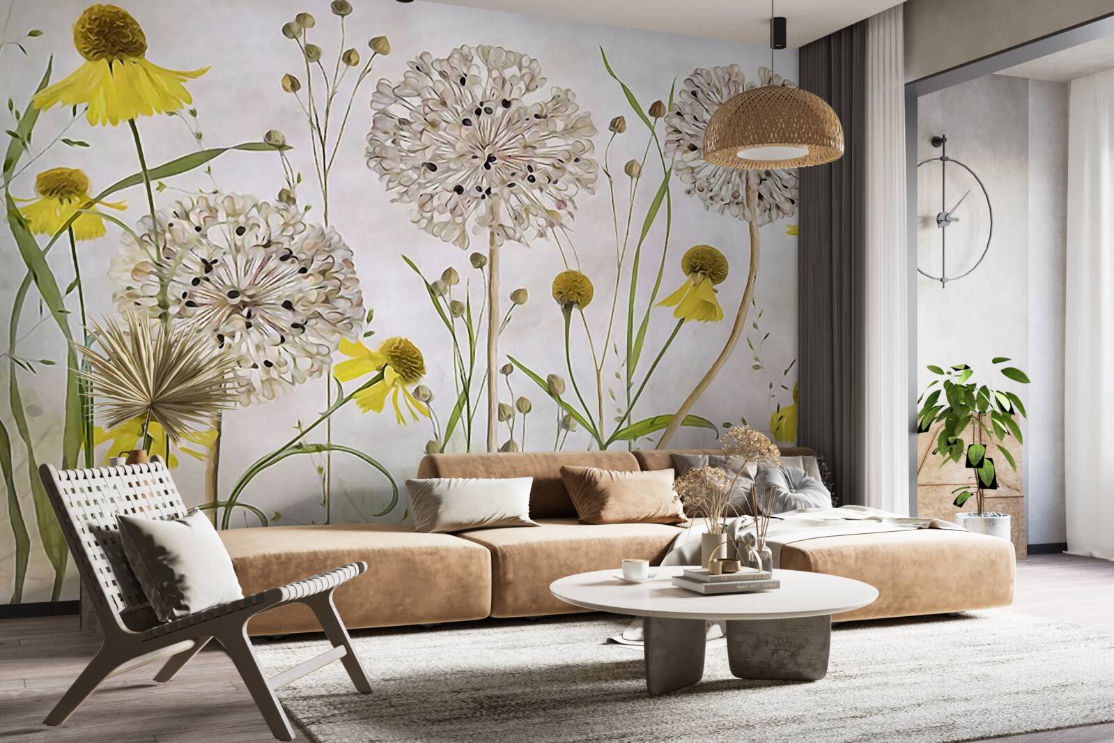 Fototapeten Löwenzahnblüten auf der Wiese und der gelben Flora