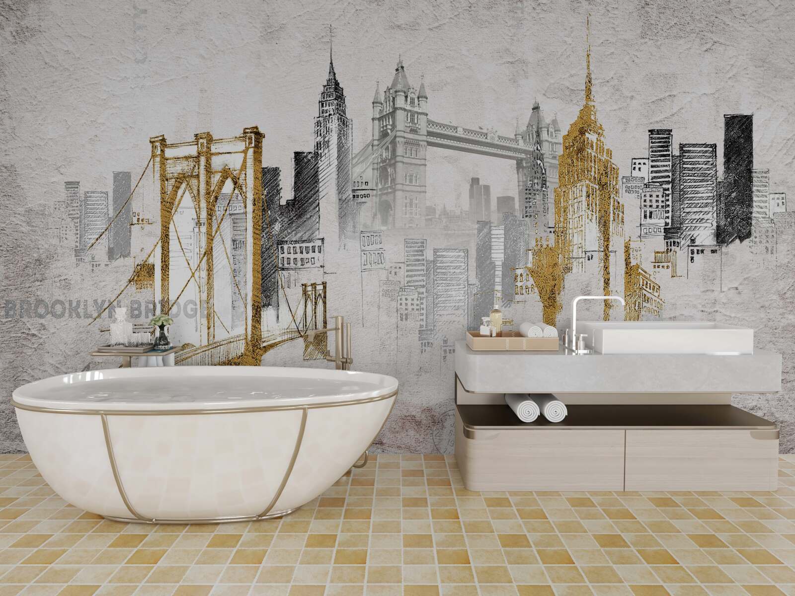 Fototapeten Zusammenfassung New York im Vintage -Stil