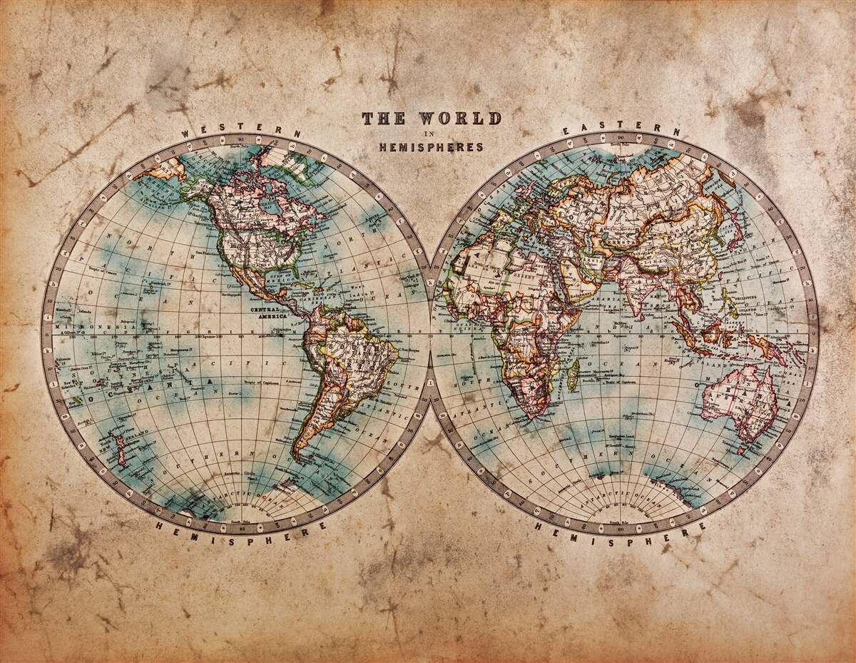 Fototapeten Links -a -a -half -ace Ancient Geographical Atlas
