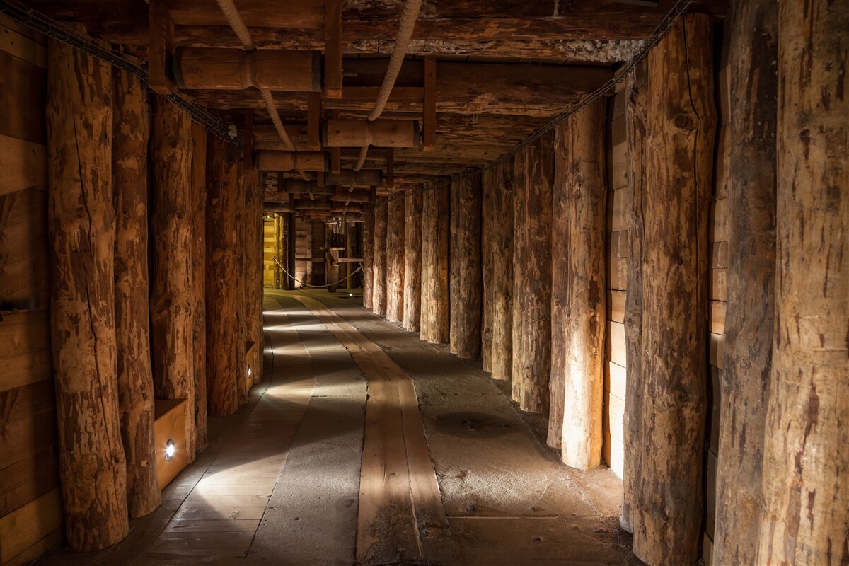 Fototapeten Unterirdischer Tunnel aus Holz