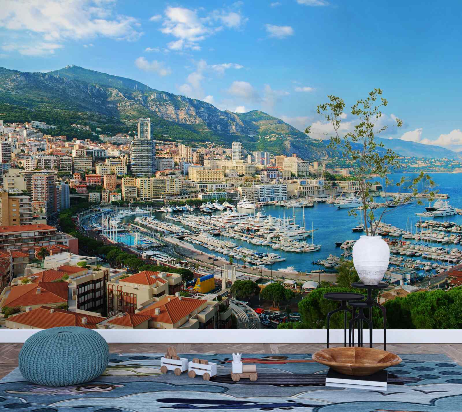 Fototapeten Monaco ist eine Bucht, in der sich viele Yachten ansammeln