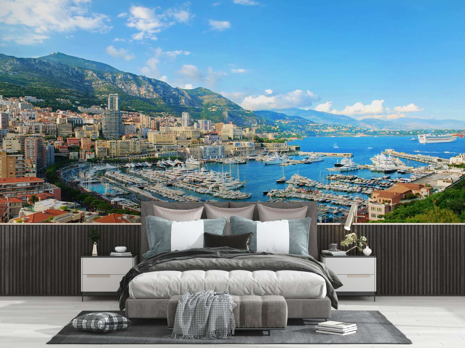 Fototapeten Monaco ist eine Bucht, in der sich viele Yachten ansammeln