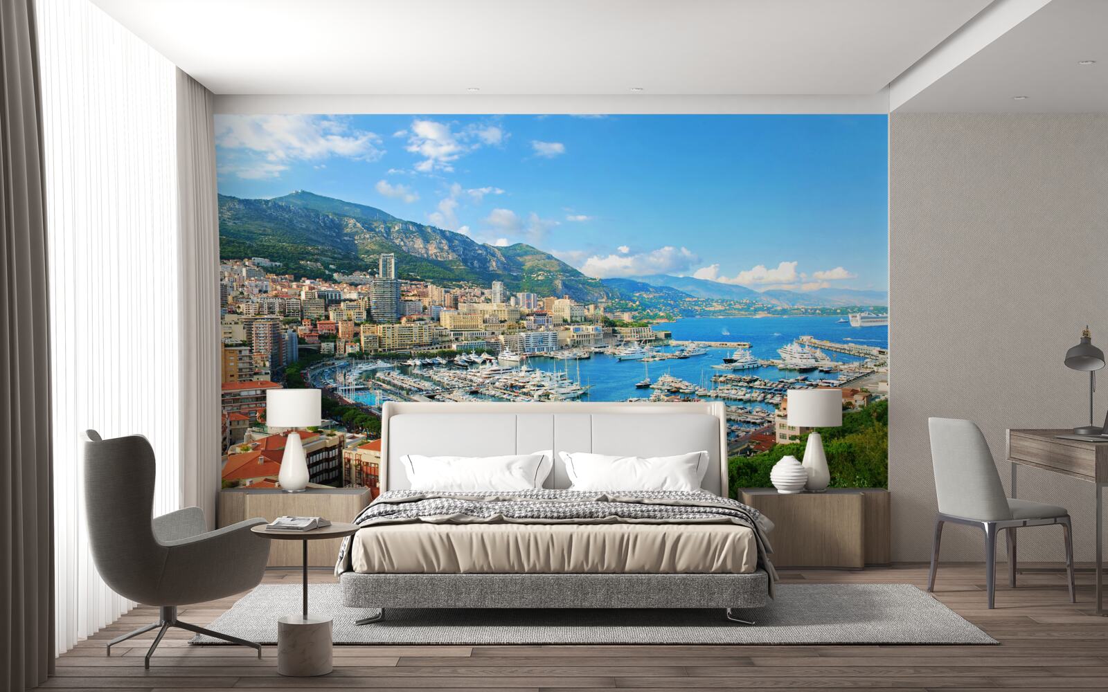 Fototapeten Monaco ist eine Bucht, in der sich viele Yachten ansammeln