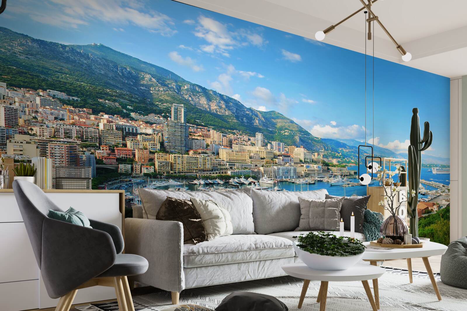 Fototapeten Monaco ist eine Bucht, in der sich viele Yachten ansammeln
