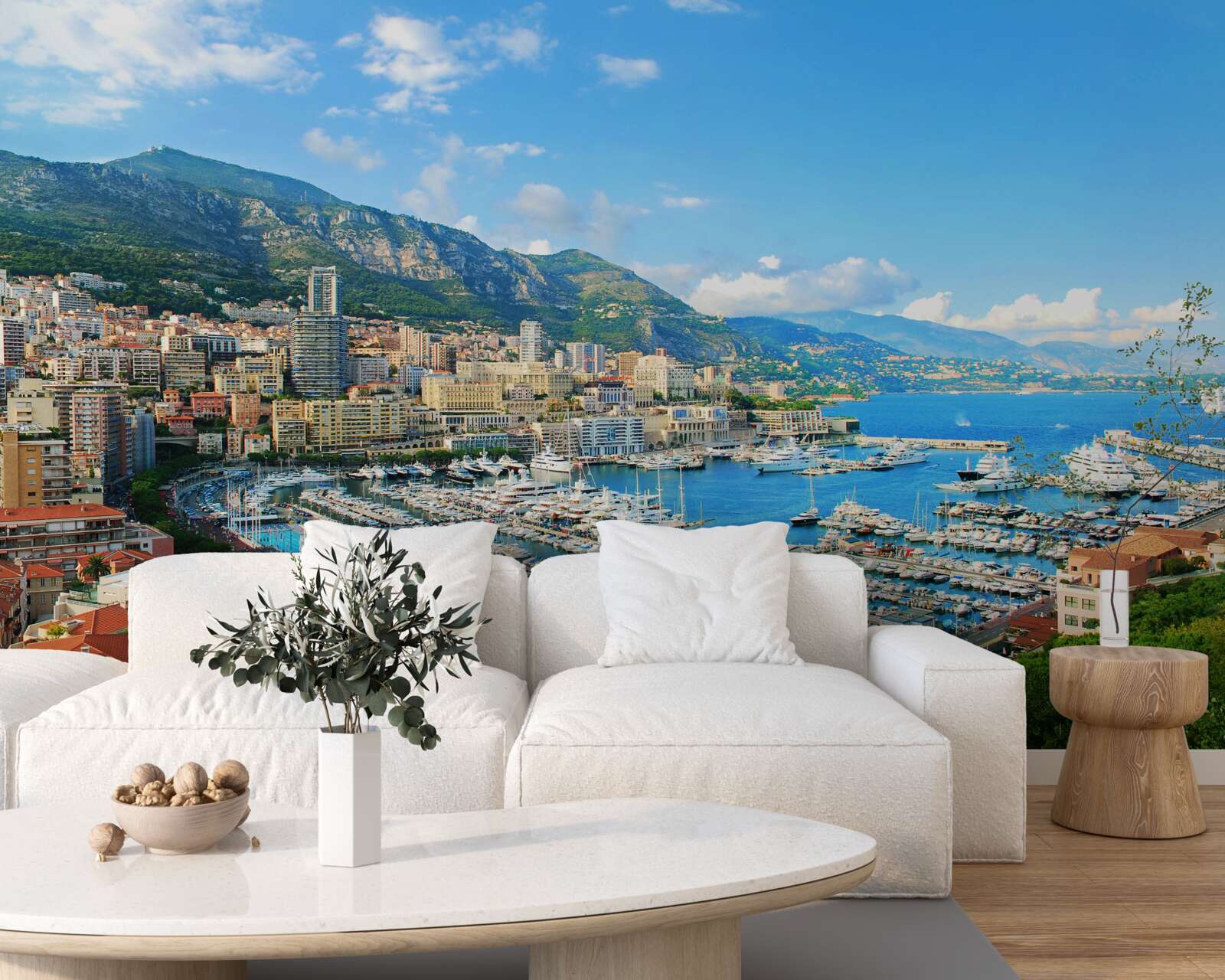 Fototapeten Monaco ist eine Bucht, in der sich viele Yachten ansammeln