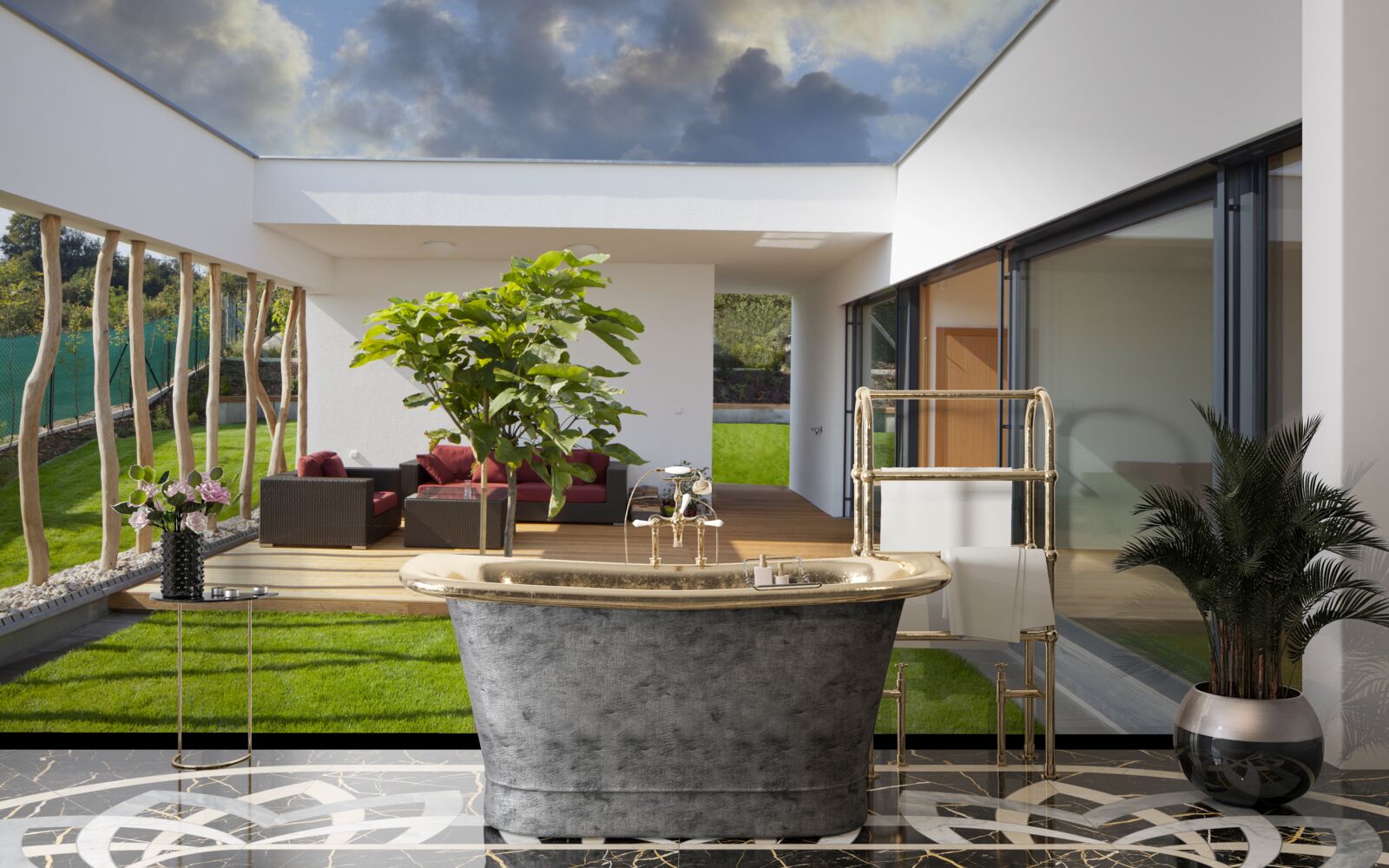Fototapeten Modernisierte Innenarchitektur eines Privathauss
