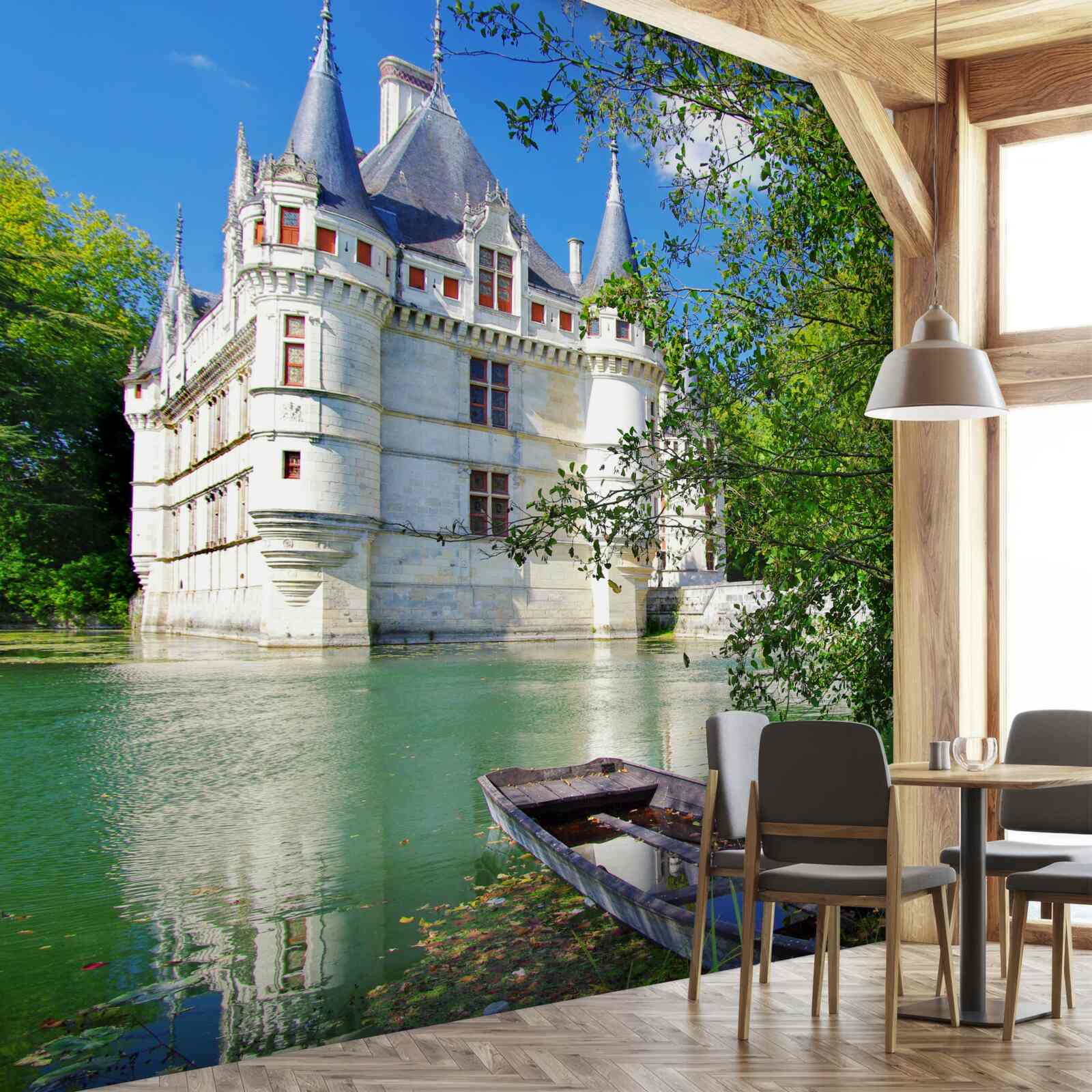 Fototapeten Der Sommerpalast befindet sich am Ufer des Sees