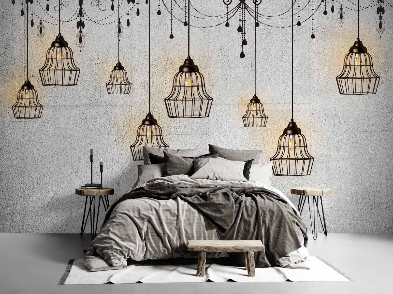 Fototapeten Antike Lampen auf grauem Hintergrund