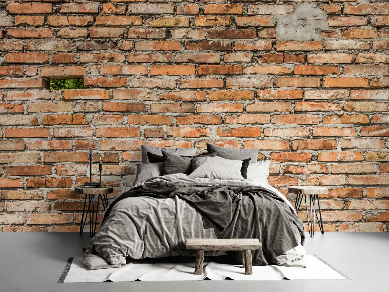 Fototapeten Die Wand, aus der Ziegel fallen, die Frische verloren haben