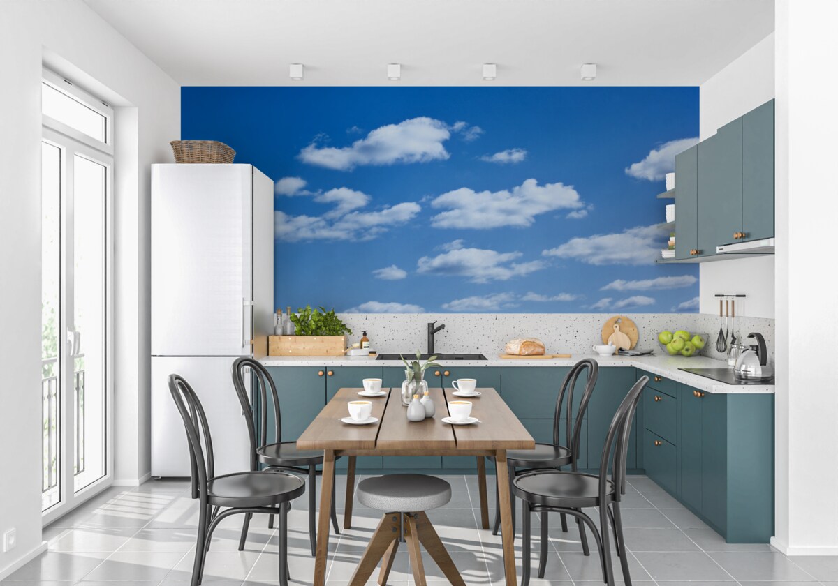 Fototapeten Weiße Wolken schweben am blauen Himmel
