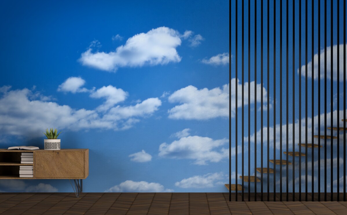 Fototapeten Weiße Wolken schweben am blauen Himmel