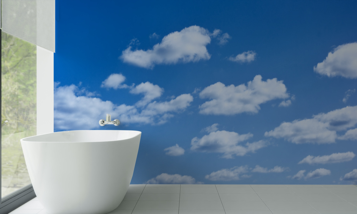 Fototapeten Weiße Wolken schweben am blauen Himmel