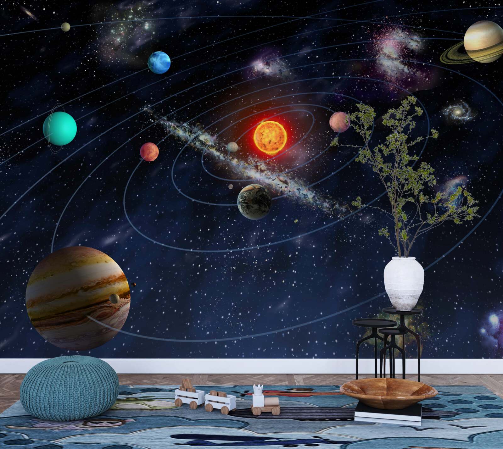 Fototapeten Planetenschema im Weltraum